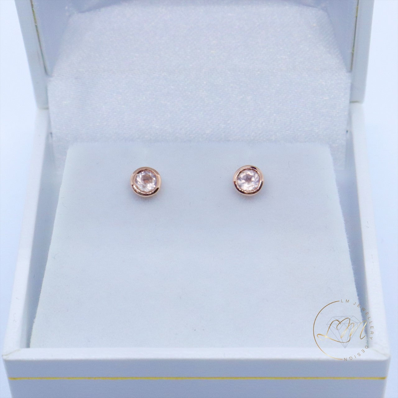 9ct Rose Gold Rose Quartz Stud Earrings
