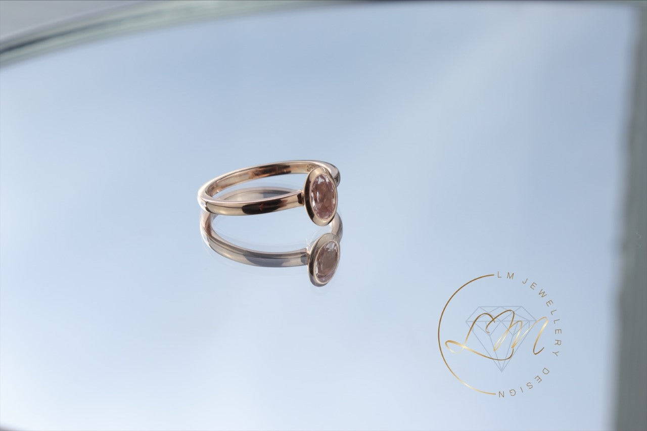 9ct Rose Gold Oval Morganite Ring
