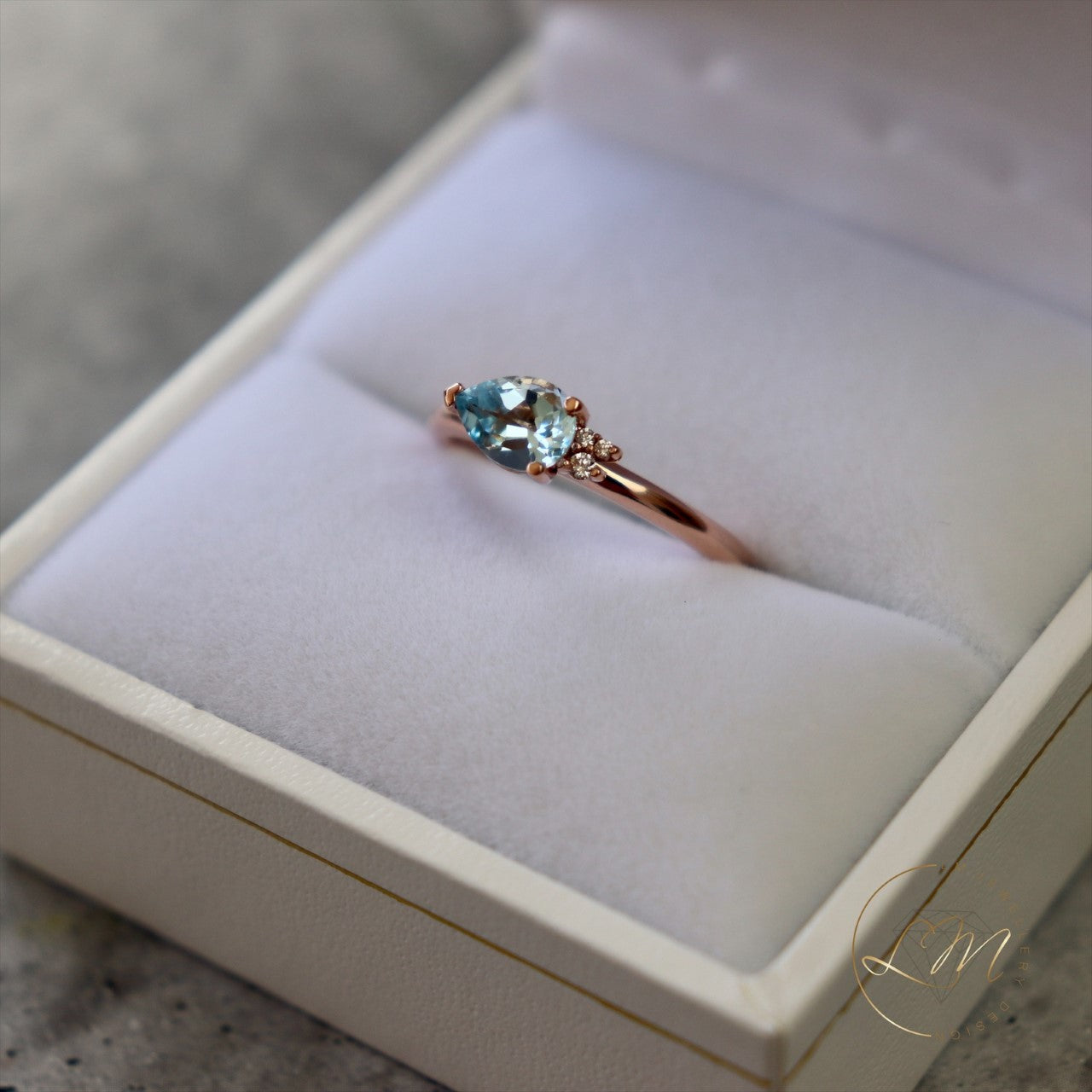 9ct Rose Gold Petite Topaz and Diamond Mini Cluster Ring