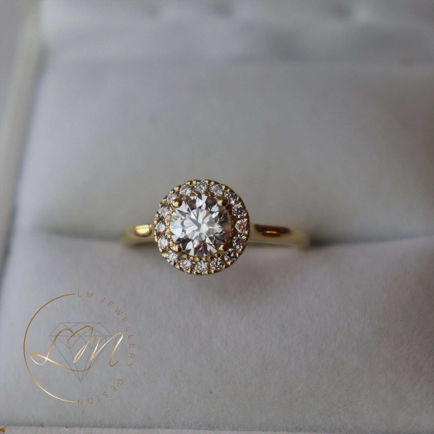 18ct Yellow Gold Diamond Halo Ring