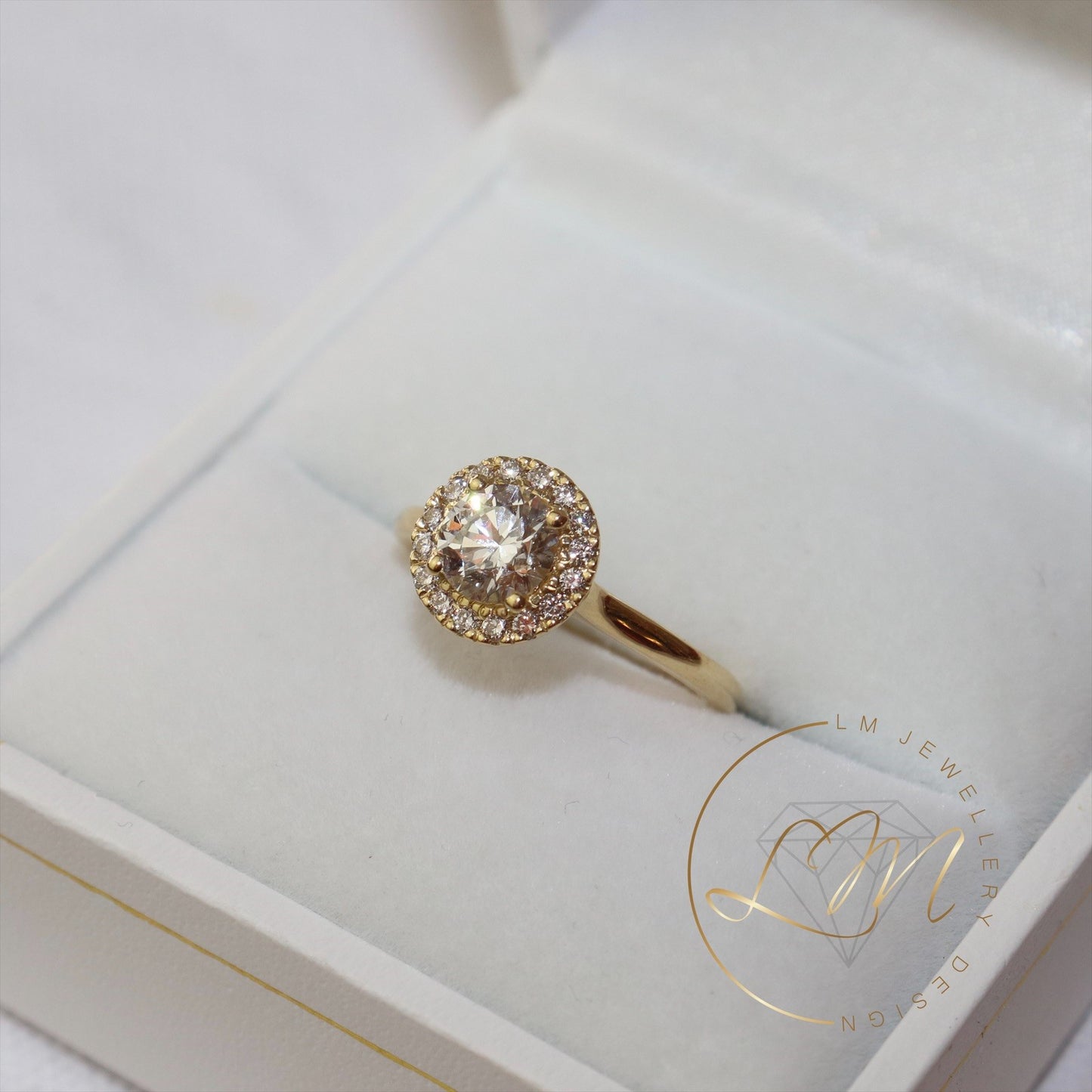 18ct Yellow Gold Diamond Halo Ring