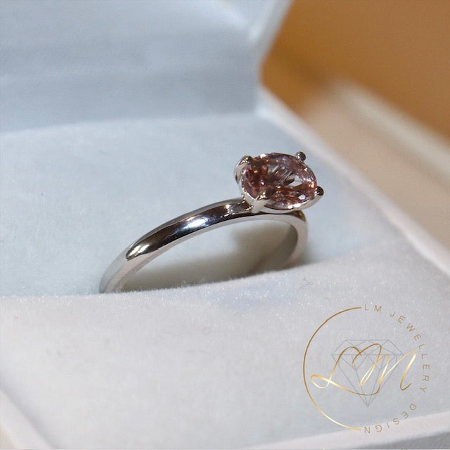 9ct White Gold Oval Morganite Ring