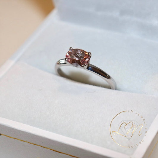 9ct White Gold Oval Morganite Ring