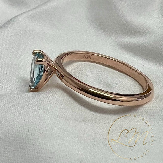 9ct Rose Gold Pear Topaz Solitaire